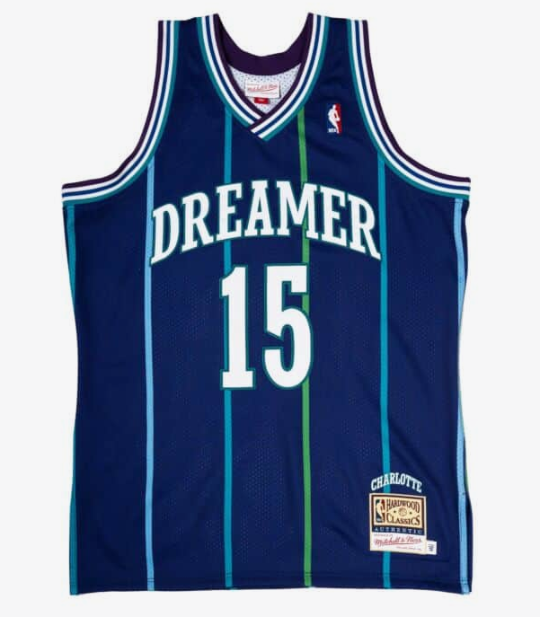 Men's Charlotte Hornets #15 Cloud Aqua DREAMER x Mitchell & Ness Throwback Stitched Jersey